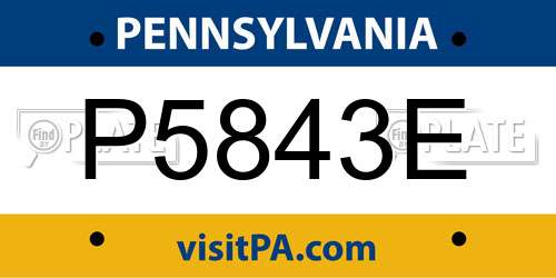 P5843E Pennsylvania License Plate
