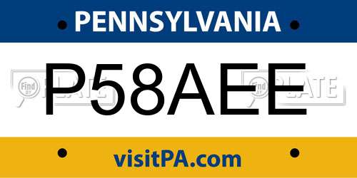 P58AEE Pennsylvania License Plate