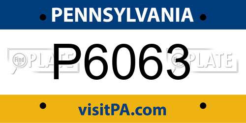 P6063 Pennsylvania License Plate