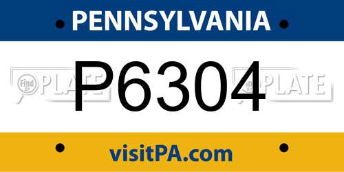P6304 Pennsylvania License Plate