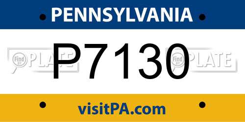 P7130 Pennsylvania License Plate