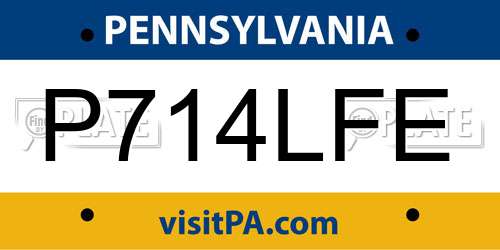 P714LFE Pennsylvania License Plate