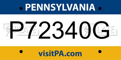 P72340G Pennsylvania License Plate