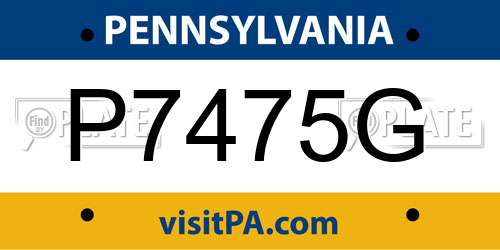 P7475G Pennsylvania License Plate