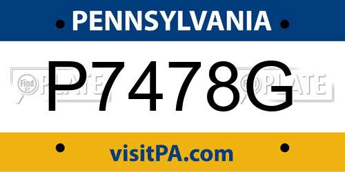 P7478G Pennsylvania License Plate