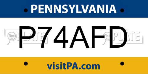 P74AFD Pennsylvania License Plate