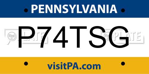 P74TSG Pennsylvania License Plate