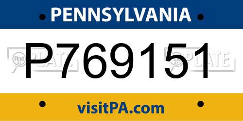 P769151 Pennsylvania License Plate
