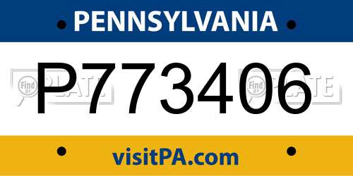 P773406 Pennsylvania License Plate