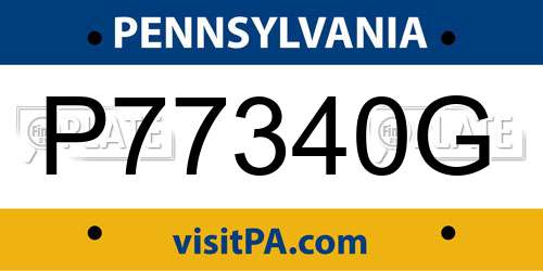P77340G Pennsylvania License Plate