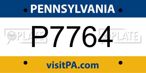 P7764 Pennsylvania License Plate