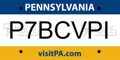 P7BCVPI Pennsylvania License Plate