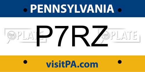P7RZ Pennsylvania License Plate