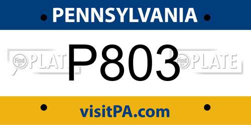 P803 Pennsylvania License Plate
