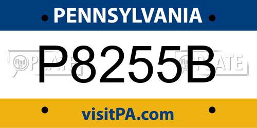 P8255B Pennsylvania License Plate
