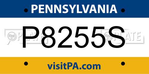 P8255S Pennsylvania License Plate