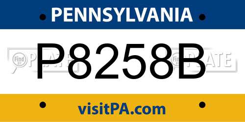 P8258B Pennsylvania License Plate