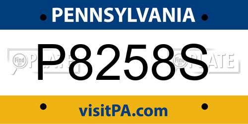 P8258S Pennsylvania License Plate