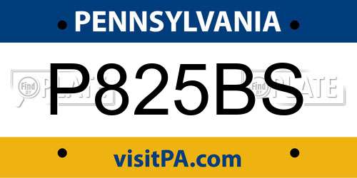 P825BS Pennsylvania License Plate