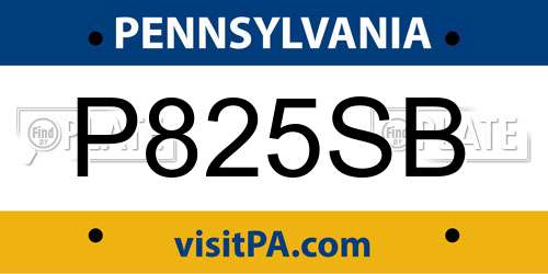 P825SB Pennsylvania License Plate
