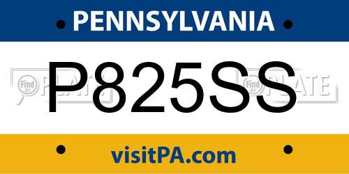 P825SS Pennsylvania License Plate