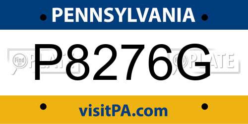 P8276G Pennsylvania License Plate