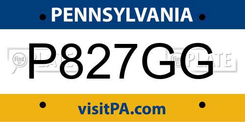 P827GG Pennsylvania License Plate