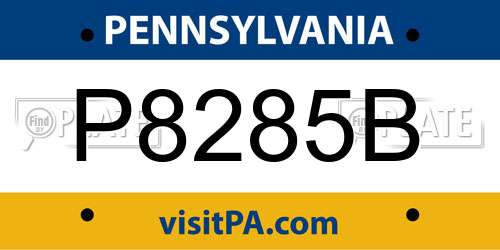 P8285B Pennsylvania License Plate