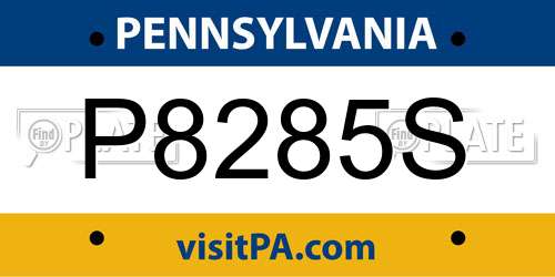 P8285S Pennsylvania License Plate
