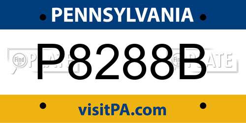 P8288B Pennsylvania License Plate