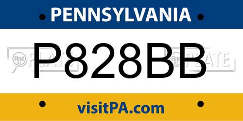P828BB Pennsylvania License Plate