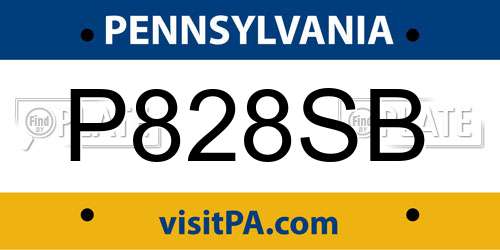 P828SB Pennsylvania License Plate