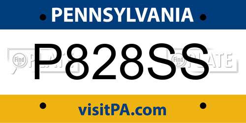 P828SS Pennsylvania License Plate