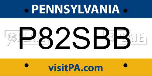 P82SBB Pennsylvania License Plate