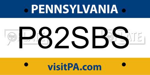 P82SBS Pennsylvania License Plate