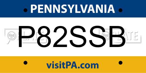 P82SSB Pennsylvania License Plate