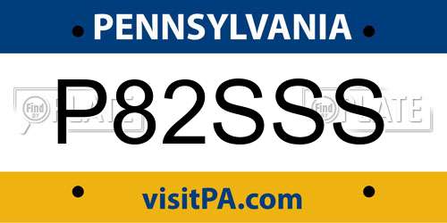 P82SSS Pennsylvania License Plate