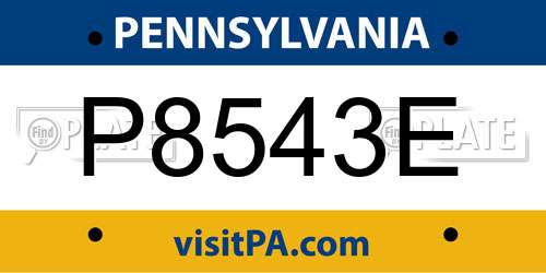 P8543E Pennsylvania License Plate