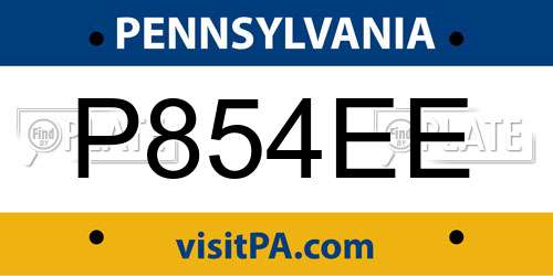 P854EE Pennsylvania License Plate