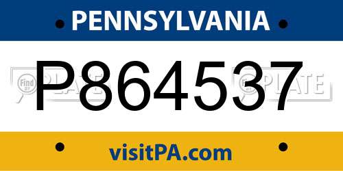 P864537 Pennsylvania License Plate