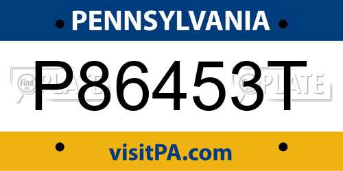 P86453T Pennsylvania License Plate