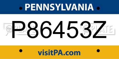 P86453Z Pennsylvania License Plate