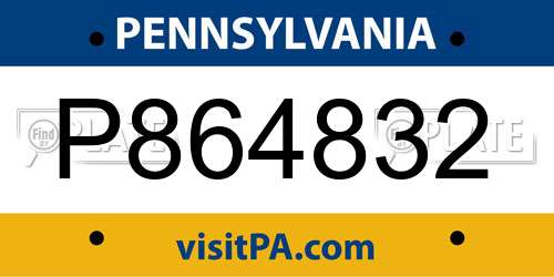 P864832 Pennsylvania License Plate