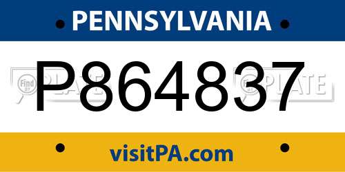 P864837 Pennsylvania License Plate