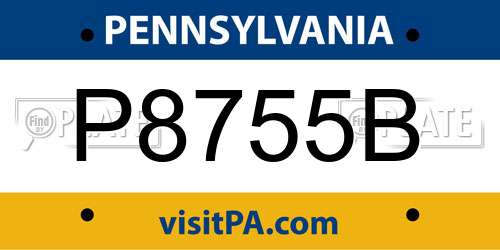 P8755B Pennsylvania License Plate