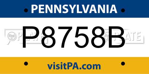 P8758B Pennsylvania License Plate