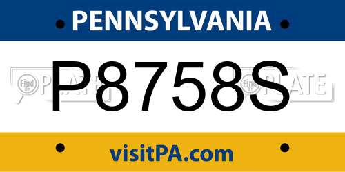 P8758S Pennsylvania License Plate