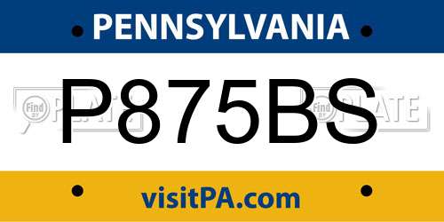 P875BS Pennsylvania License Plate