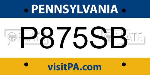P875SB Pennsylvania License Plate