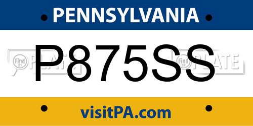 P875SS Pennsylvania License Plate